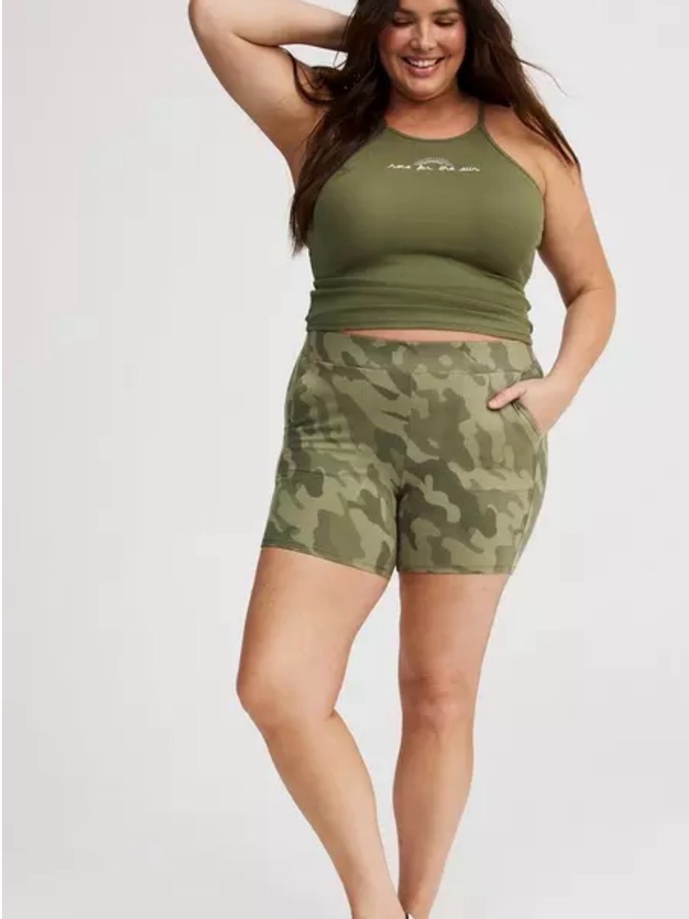 torrid Olive Camo High-Rise Bike Shorts